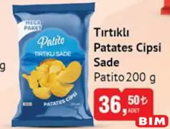 PATİTO TIRTIKLI PATATES CİPSİ SADE 200 G PATİTO TIRTIKLI PATATES CİPSİ SADE 200 G